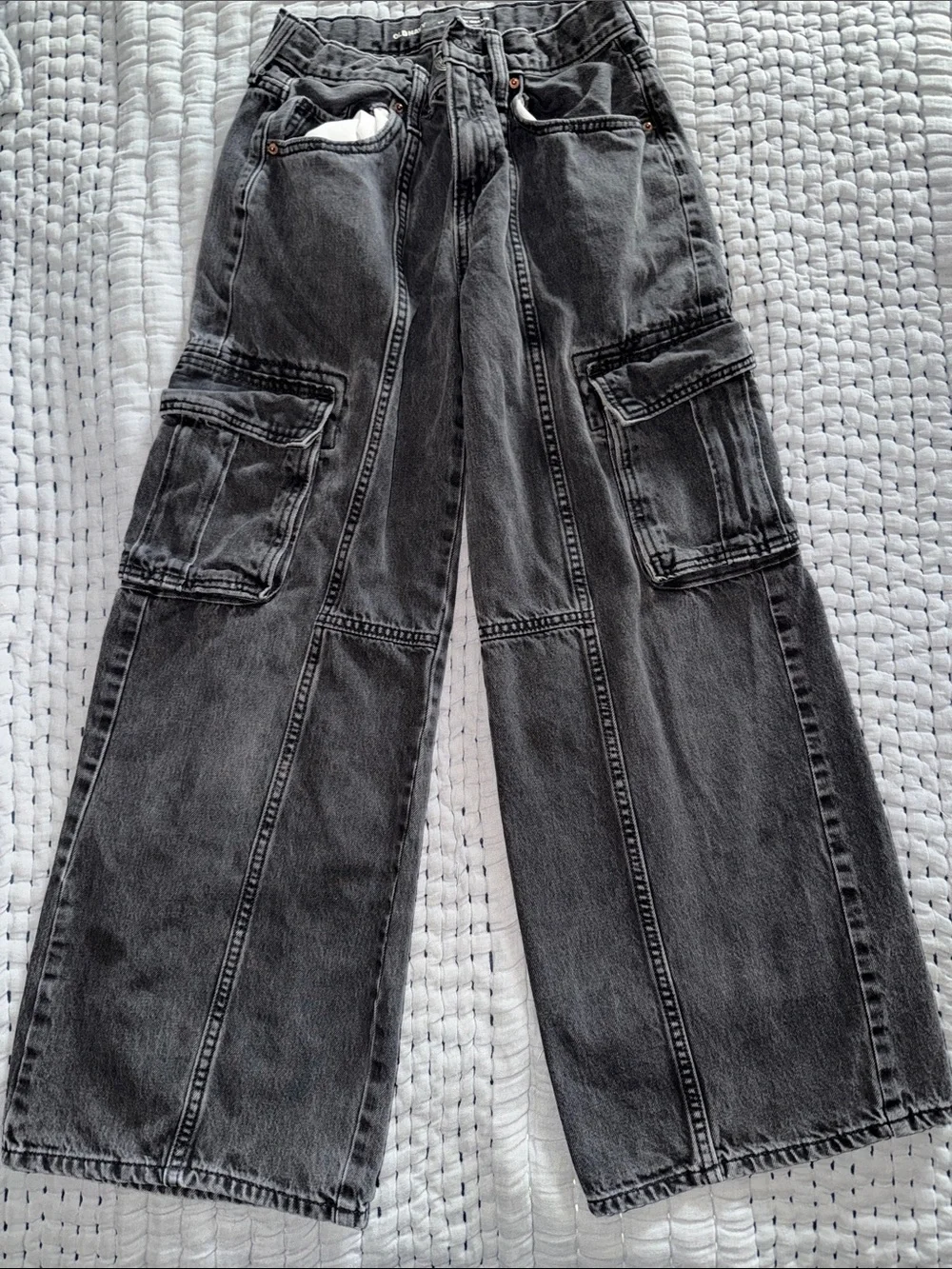 Old Navy Faded Black Cargo Wide leg Jeans